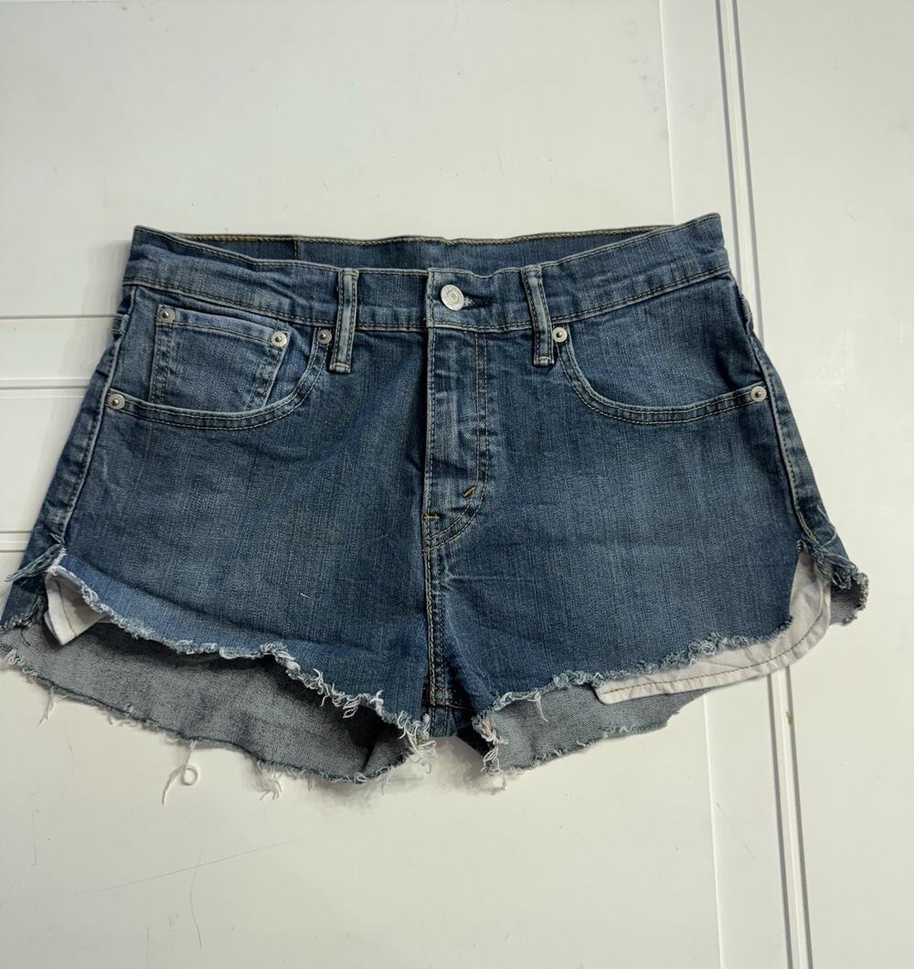 Levis 508 Womens Sz 29 Raw Hem Cut Off Denim Shorts Festival Summer